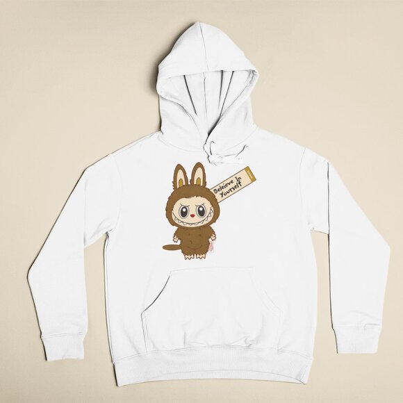 Labubu White hoodie Cute Mokoko Style Hoodie – “Believe in Yourself” - Picture 6 of 7